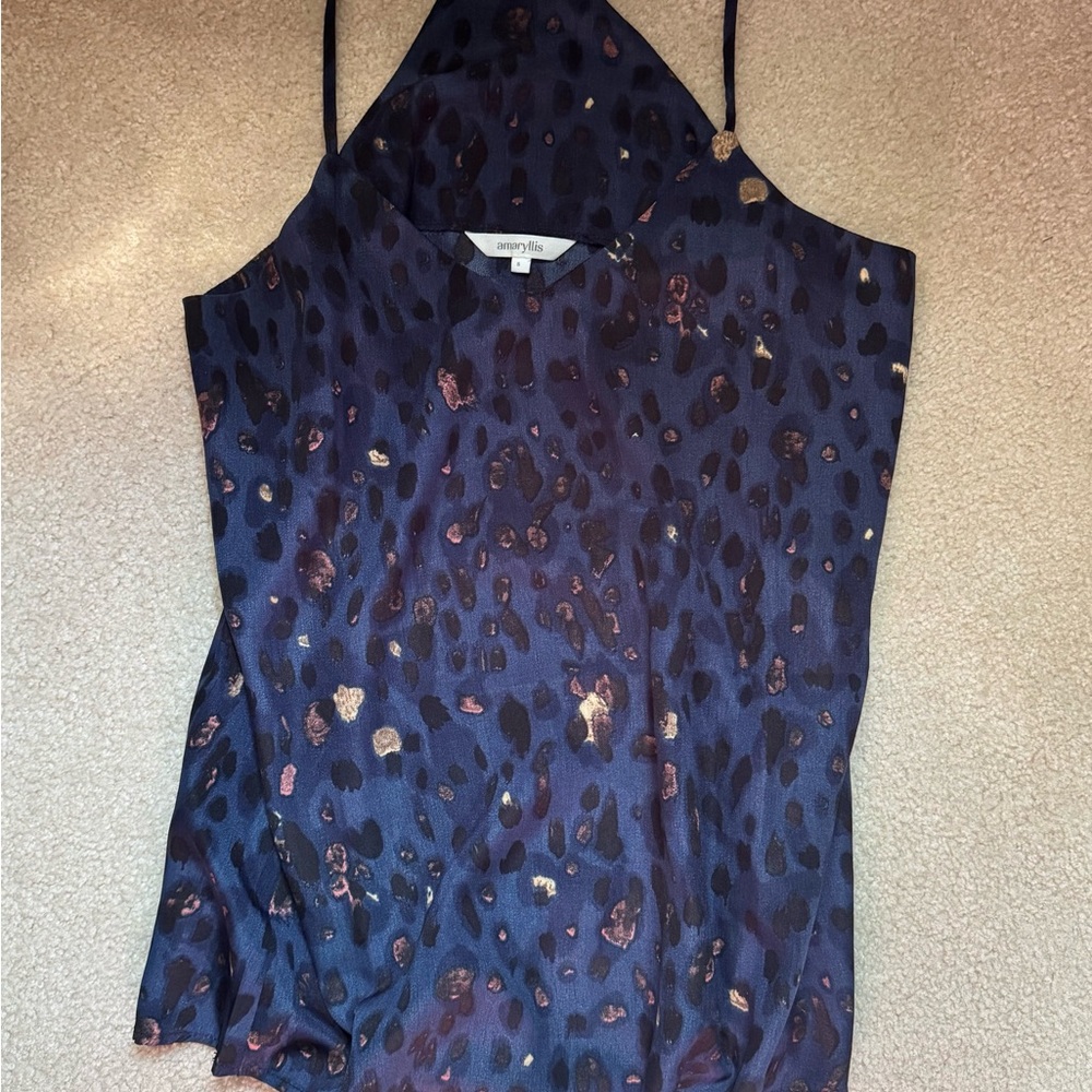 Amaryllis Navy and Chocolate Animal Print Camisole